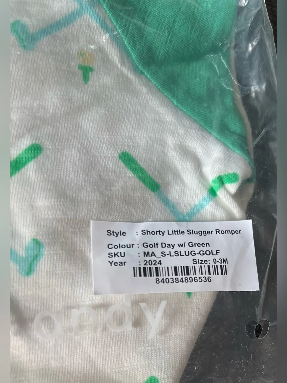 Monica & Andy Shorty Little Slugger Romper Golf Day Gender Neutral 0-3 Month NWT